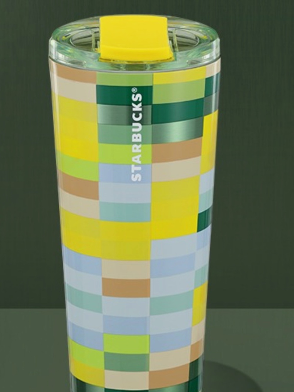 Starbucks 2025 yellow/green "Pixel" 16oz tumbler